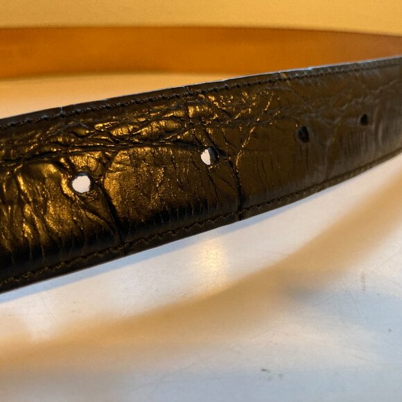 WCM New York Genuine Italian Calfskin Leather Black Belt, Allegator Design SZ M. - Picture 2 of 4